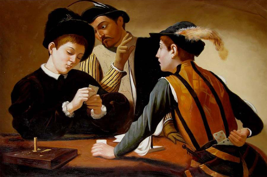 Игроки в карты 6 букв. Караваджо шулеры 1594. Микеланджело Караваджо шулеры. Картина шулеры Караваджо. Караваджо Барокко шулеры.